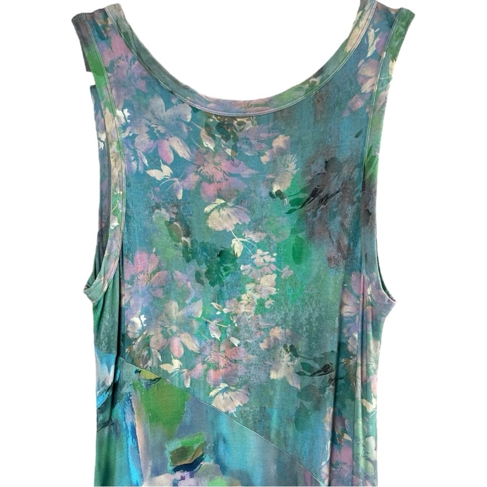 ❌SOFT SURROUNDINGS Sleeveless Santiago Maxi Dress Watercolor Style Print, Medium - Picture 8 of 12